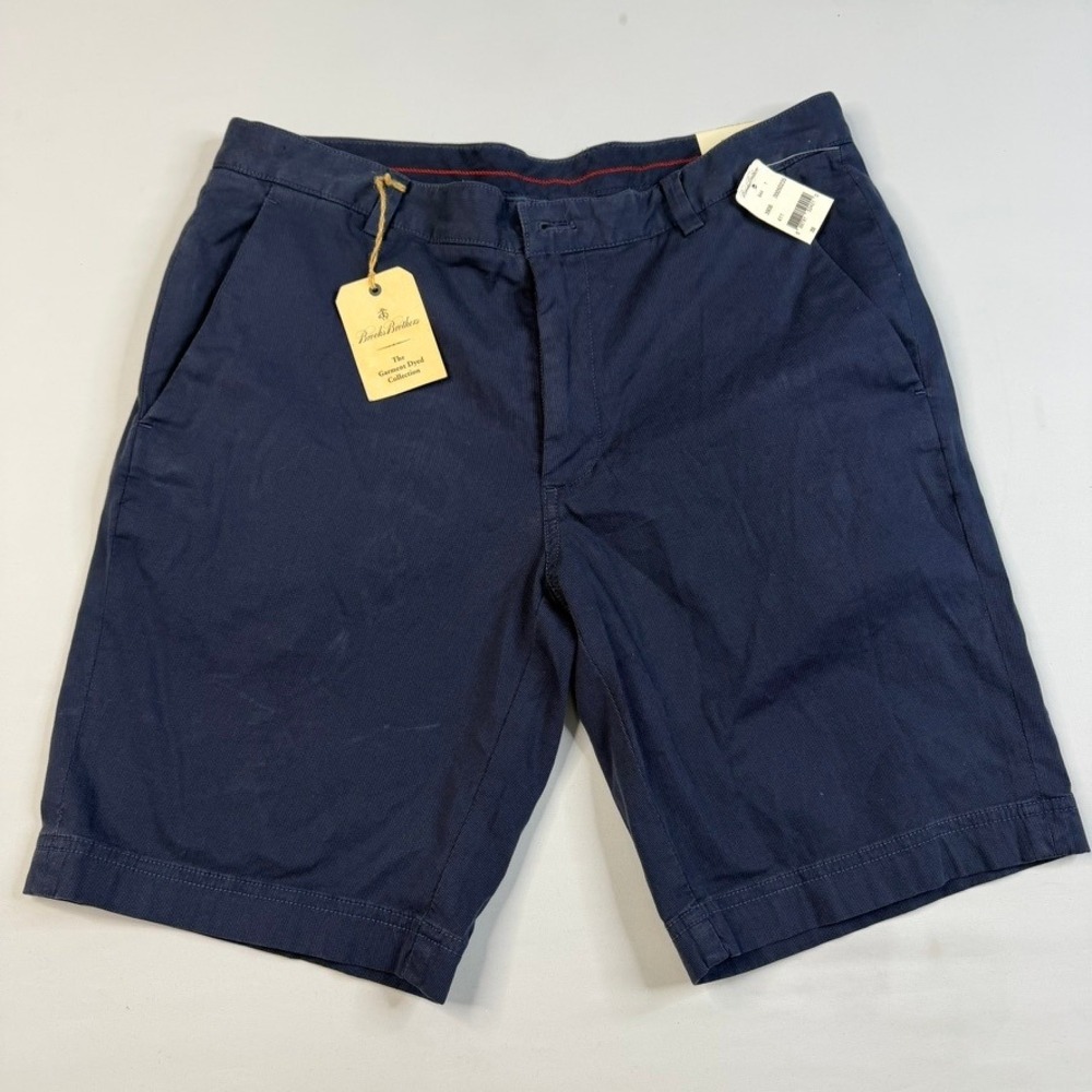 Brooks Brothers Red Fleece Chino Shorts Mens 33 Blue Garment Dyed Stretch NWT